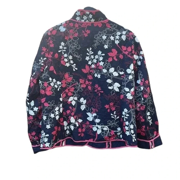 Kim Rodgers large petite pink and navy blue quilted jacket - Picture 2 of 4